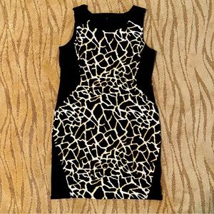 Dress, Sleeveless, XL, Black, Gold & White